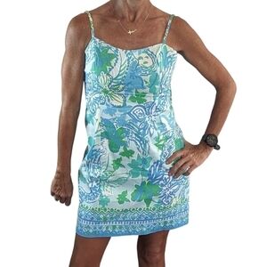 Lilly Pulitzer Blue Green Resort Mini Dress Open Back Size 2